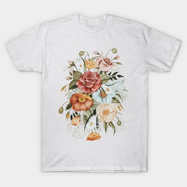 Roses and Poppies T-Shirt by ShealeenLouise